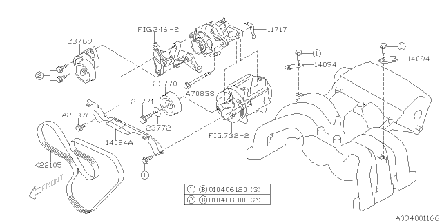 2003 Subaru Legacy PULLEY IDLER Diagram for 23770AA000
