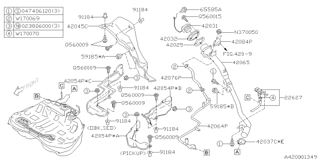 2004 Subaru Baja Filler Pipe Complete Diagram for 42066AE150