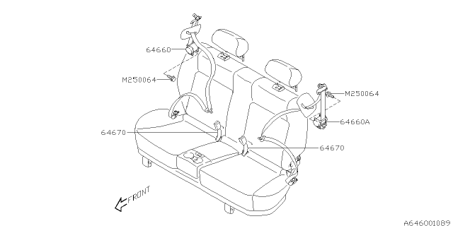 2005 Subaru Baja Rear Seat Belt Diagram 2