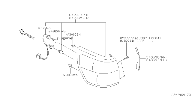 2005 Subaru Baja Lamp - Rear Diagram 1