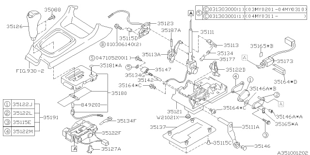 2004 Subaru Baja Selector System Diagram 2