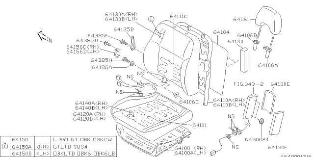 2003 Subaru Baja Front Seat Cushion Cover Assembly, Right Diagram for 64142AE30AML