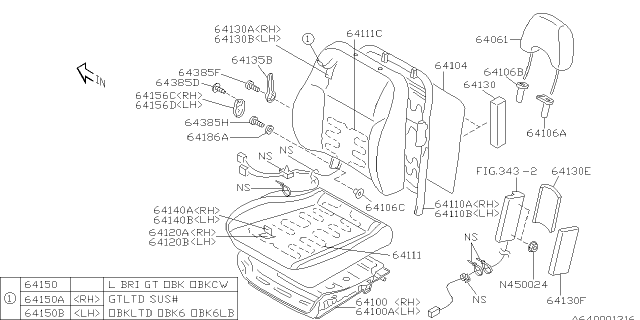 2003 Subaru Baja Front Seat Cushion Cover Assembly, Right Diagram for 64142AE38AGE