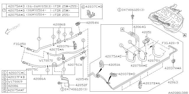 2005 Subaru Baja Hose PURGE Center Diagram for 42075AE21A