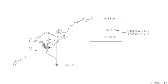 2000 Subaru Outback Fog Light Assembly Front Diagram for 84501AE090
