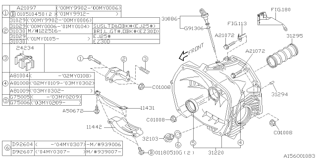 2003 Subaru Outback Torque Converter & Converter Case Diagram 1