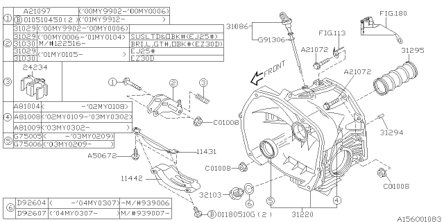 2000 Subaru Outback Torque Converter & Converter Case Diagram 1