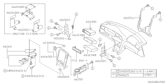 2003 Subaru Outback Panel Assembly Center Diagram for 66060AE41A