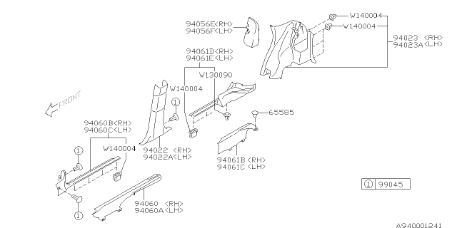 2005 Subaru Baja Inner Trim Diagram 3