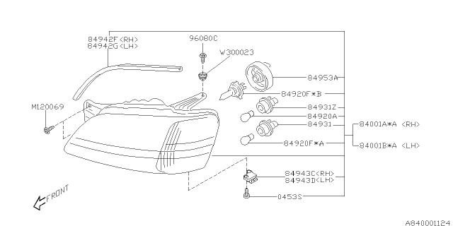 2000 Subaru Legacy Cover Diagram for 84953AE020