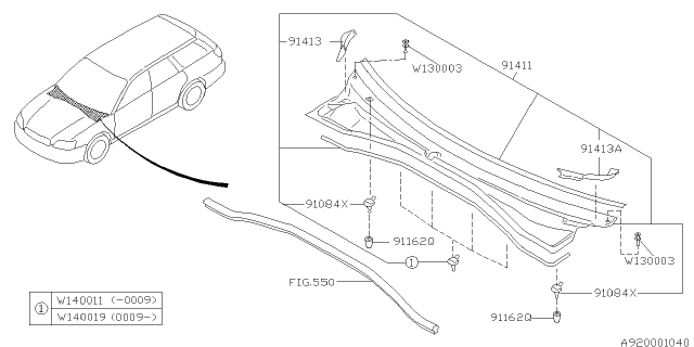 2004 Subaru Baja Cowl Panel Diagram