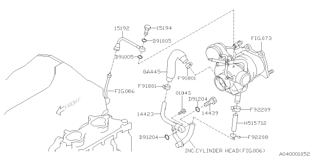 2004 Subaru Legacy Pipe Complete Oil Diagram for 15192AA291