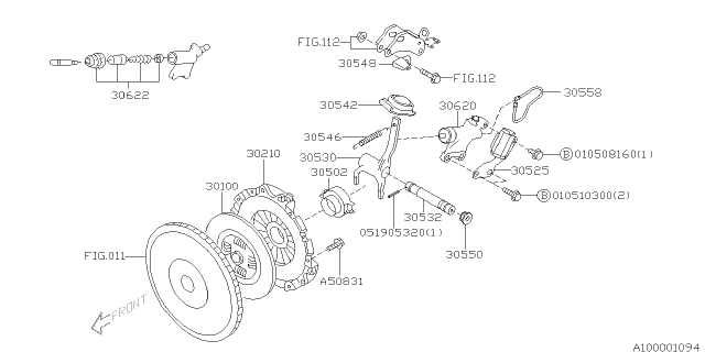 2004 Subaru Legacy Cylinder Assembly CCH OPER Diagram for 30620AA111