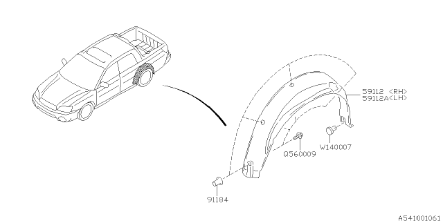 2003 Subaru Baja Mudguard Diagram 2