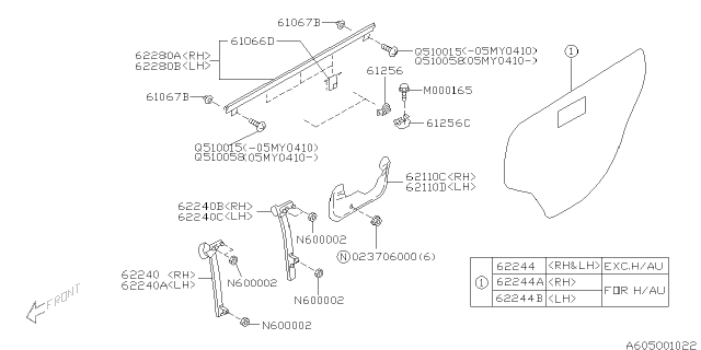 2001 Subaru Outback Front Door Panel & Rear Or Slide Door Panel Diagram 4