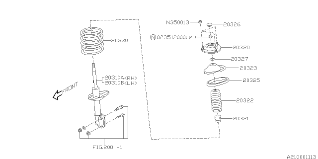 2001 Subaru Outback STRUT Complete Front LH Diagram for 20310AE19A