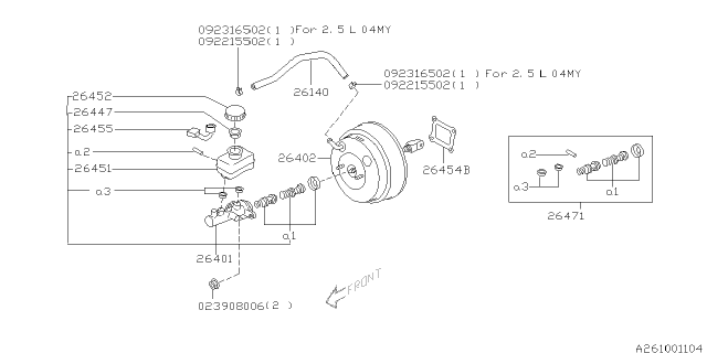 2000 Subaru Legacy Brake System - Master Cylinder Diagram