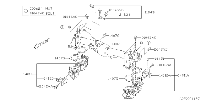 2004 Subaru Baja Gasket-Intake Collector Diagram for 14075AA132