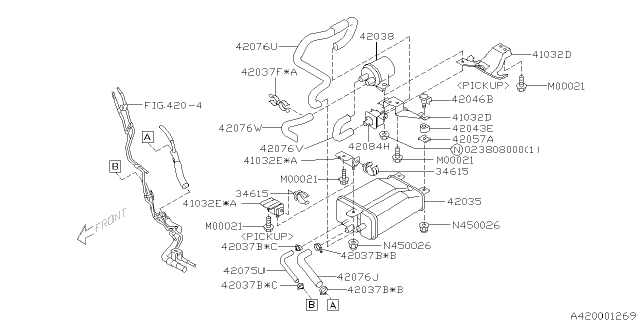2002 Subaru Outback Hose PURGE Diagram for 42075AE34A