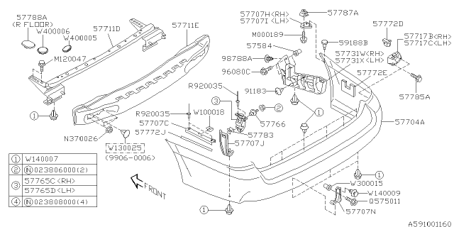 2003 Subaru Legacy Rear Bumper Diagram 4