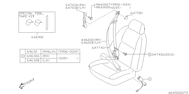 2003 Subaru Legacy Front Seat Belt Diagram