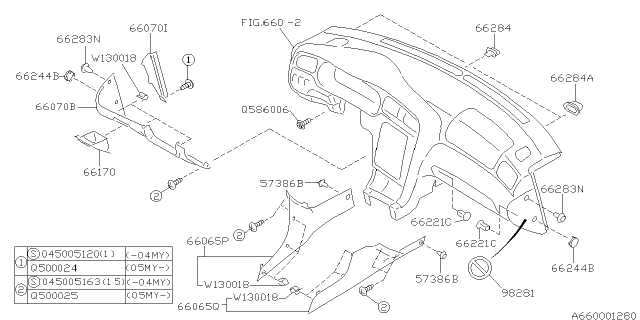 2003 Subaru Baja Instrument Panel Diagram 3