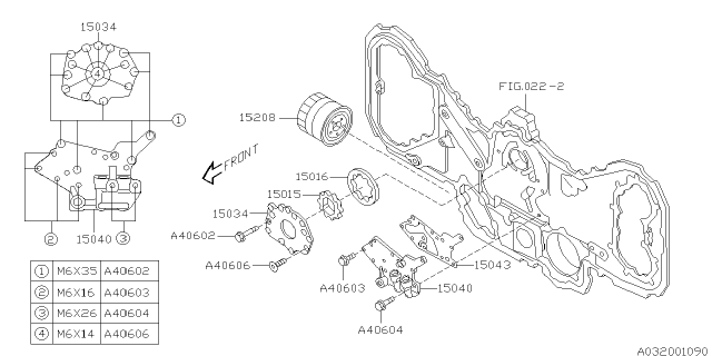 2003 Subaru Outback Oil Pump & Filter Diagram 1