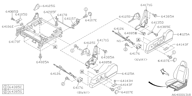 2001 Subaru Legacy Knob Power Sl Diagram for 64143AE01AML