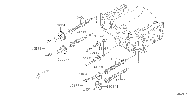 2002 Subaru Legacy CAMSHAFT Complete Intake LH Diagram for 13037AA184