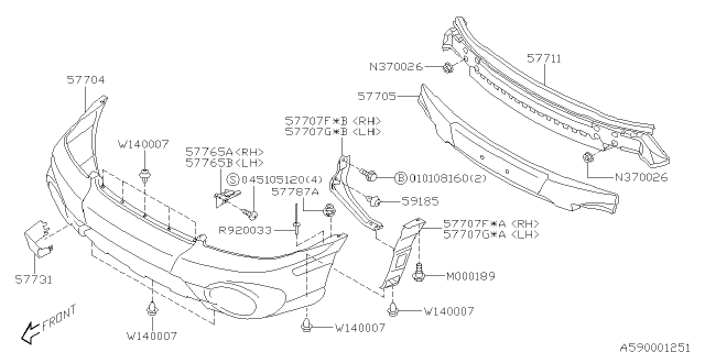 2002 Subaru Legacy Front Bumper Diagram 1