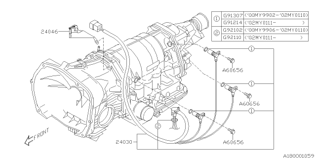 2003 Subaru Legacy Sensor Harness Assembly Tran Diagram for 24030AA090