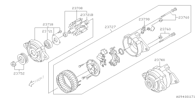 2001 Subaru Legacy Bushing-Alternator Diagram for 23798AA030