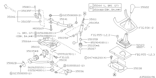2000 Subaru Outback Manual Gear Shift System Diagram