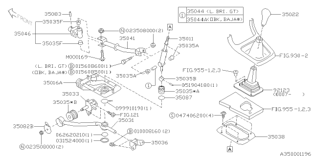 2003 Subaru Outback Manual Gear Shift System Diagram