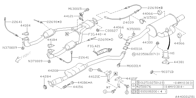 2004 Subaru Baja Bracket Hanger Cpl Mt RH Diagram for 44021AE04A