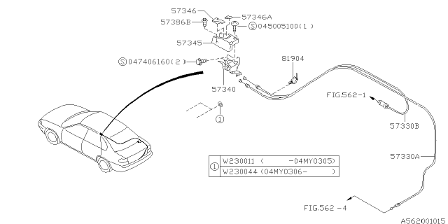 2005 Subaru Baja Trunk & Fuel Parts Diagram 1