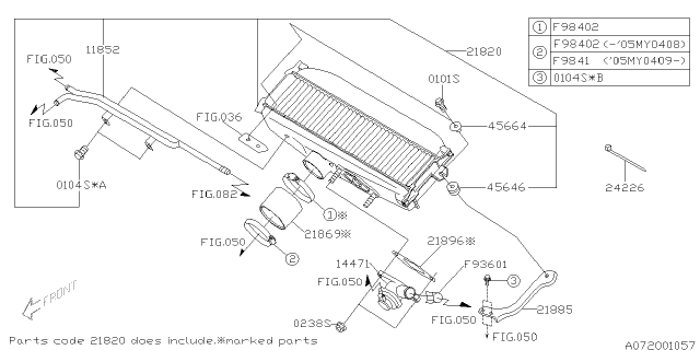 2004 Subaru Legacy Hose Air Duct Diagram for 21869AA110