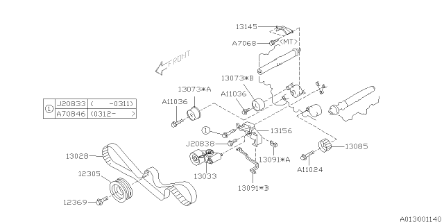 2001 Subaru Legacy Camshaft & Timing Belt Diagram 3