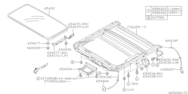 2004 Subaru Legacy Bracket Spot Lp 4D Diagram for 65403AE080