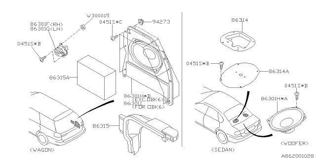 2004 Subaru Baja Audio Parts - Speaker Diagram 1