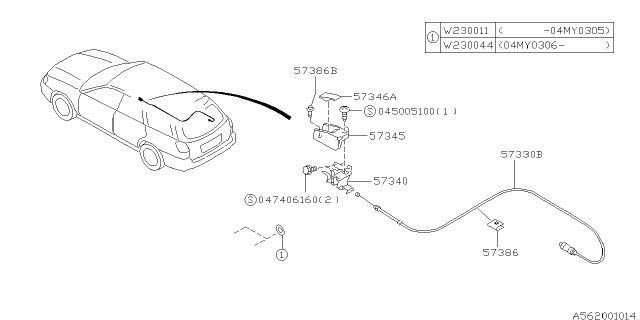 2006 Subaru Baja Trunk & Fuel Parts Diagram 2