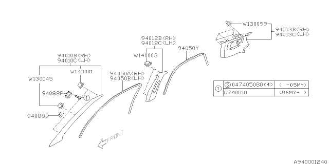 2002 Subaru Outback Inner Trim Diagram 9