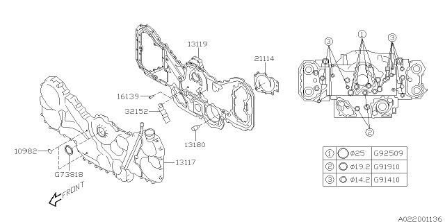 2005 Subaru Baja Timing Belt Cover Diagram 2