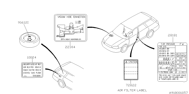 2002 Subaru Outback Label - Caution Diagram 2