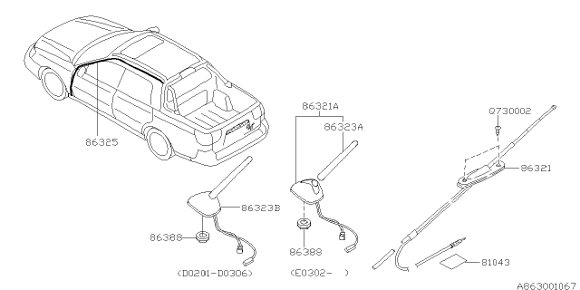 2003 Subaru Outback Audio Parts - Antenna Diagram 1