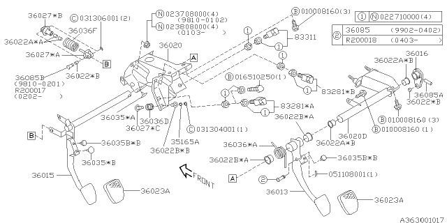 2002 Subaru Legacy Pedal System Diagram 2
