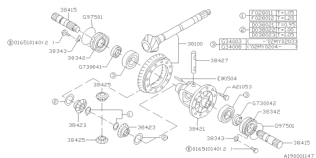 2002 Subaru Legacy Gear Set-HYPOID Diagram for 38100AA770