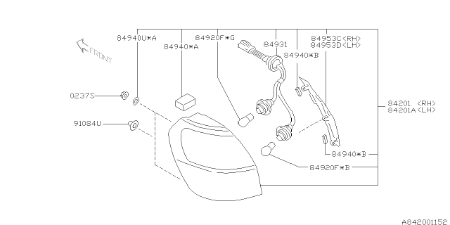 2004 Subaru Baja Lamp - Rear Diagram 6