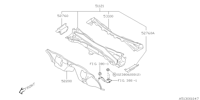 2003 Subaru Legacy Toe Board & Front Panel & Steering Beam Diagram 2
