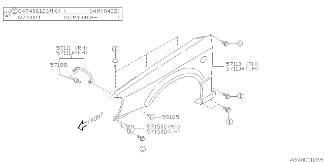 2001 Subaru Legacy Fender Diagram